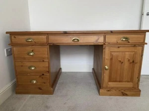 Bespoke Hand Made Large Solid Pine /Brass drawers Desk Table Excel. condition - Picture 1 of 12