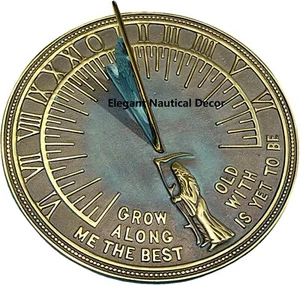 Reloj de sol Rome Brass Father Time con resaltados de Verdigris, - Imagen 1 de 3