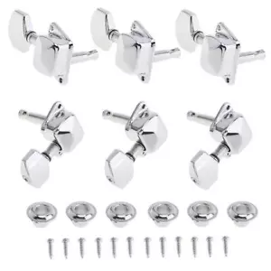 6Pcs Acoustic Guitar Tuning Pegs Tuners Machine Heads Chrome Electric Part 3R+3L - Picture 1 of 7