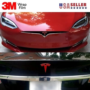 Tesla Model S New Fascia Frunk and Trunk Emblem Logo Decal Sticker Wrap Overlay - Picture 1 of 10