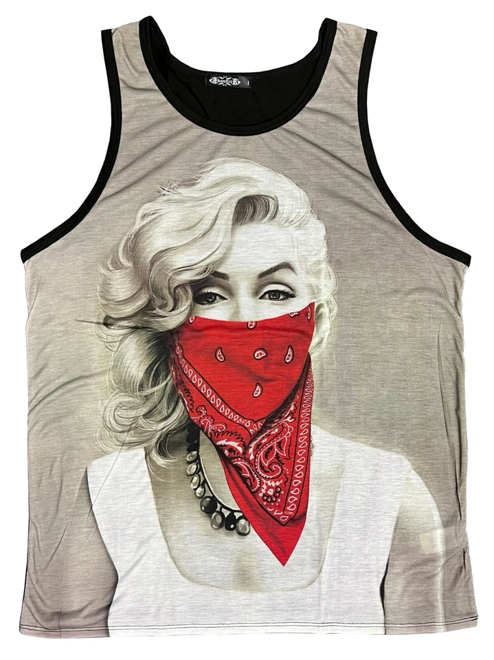 Gangster Marilyn Monroe with Red Bandana Sublimation Poly Tank Tops - Image 1 of 1