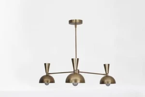 Hermoso Colgante de 3 Luces Mediados de Siglo Moderno Latón Crudo Sputnik Lámpara de Araña Luz - Imagen 1 de 6