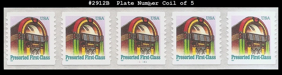 USA3 #2912B MNH PNC5 Pl #111111 Juke Box s/a - Image 1 of 1