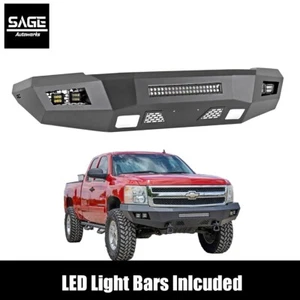 Front Bumper With LED Light Bars for 07-13 Silverado 1500 - Picture 1 of 9