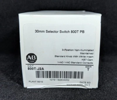 ALLEN BRADLEY 800T-J2A 800T 3 Position, Knob/Wing Lever, , White, Std. Knob - Image 1 of 2