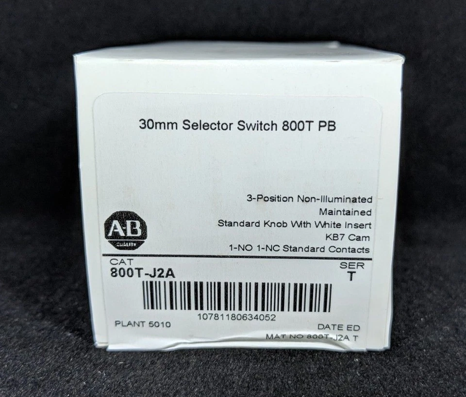 ALLEN BRADLEY 800T-J2A 800T 3 Position, Knob/Wing Lever, , White, Std. Knob - Image 1 of 2