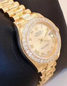 ROLEX LADIES PRESIDENT 18K YELLOW GOLD 1.35ct DIAMOND BEZEL 179178 - Picture 1 of 12