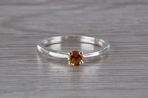 Natürlicher Citrin Solitär Damen Ring 925 Sterling Silber Ring - Bild 1 von 7