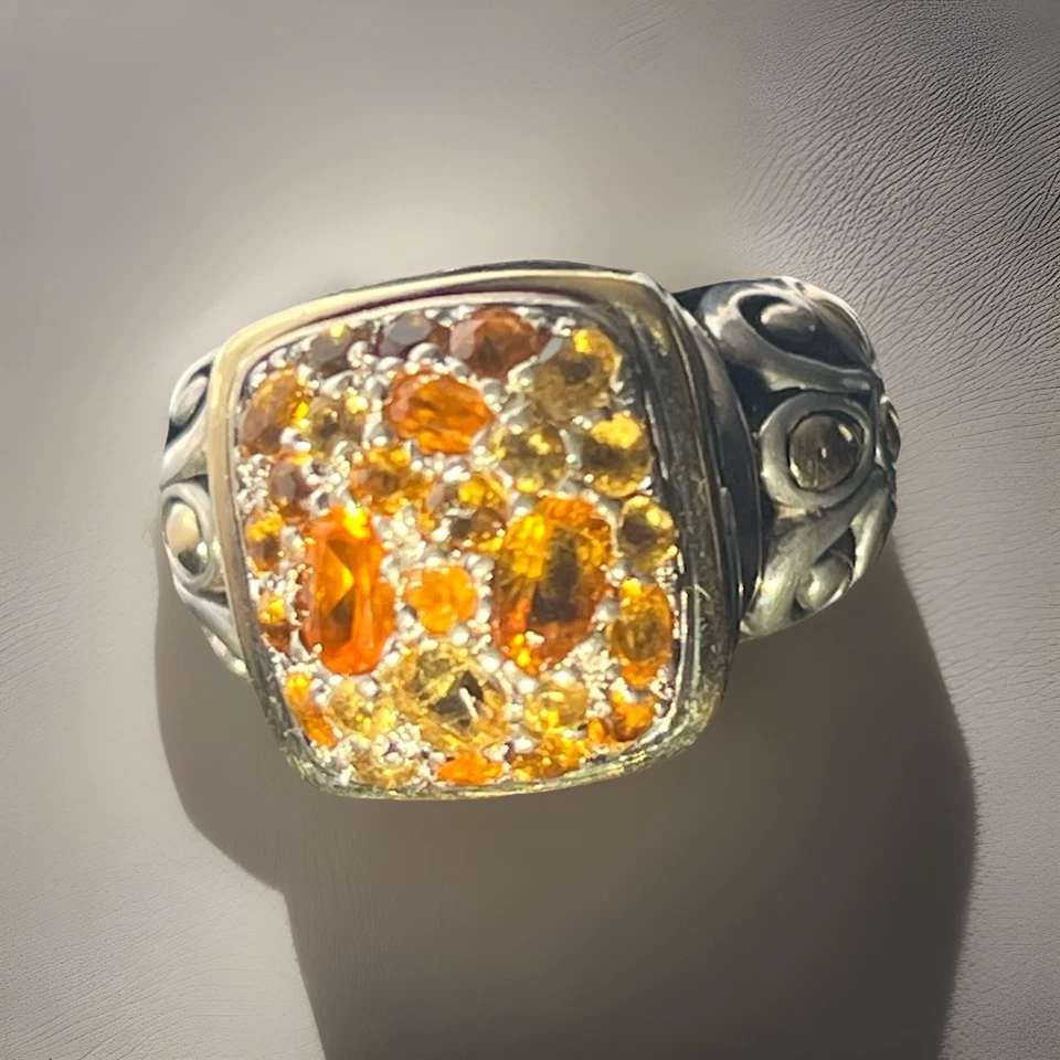 Anillo JOHN HARDY Batu Kali Citrino Lava Fuego Plata de Ley 925 Oro 18K 2 Tonos Foto 1 de 4