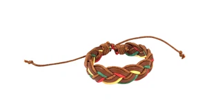 Hand Braided Adjustable Lt. Brn Leather Bracelet Unisex Durable Cord - Picture 1 of 2