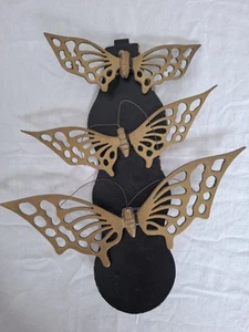 Brass Wall Hanging Butterflies Set Of 3 Vintage 1970s - Foto 1 di 6