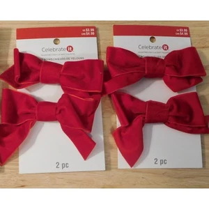 Fiocchi in velluto rosso Celebrate It nuovi, 4,5" x 3".   Nuovo In Confezione - Foto 1 di 2