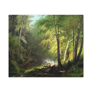 Hermann Ottomar Herzog (1832-1932) Hunter in the Woods 1882 - Canvas Wall Art - Picture 1 of 5