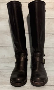 Women's Frye Veronica Back Zip Black Leather Boots Size 7 - Picture 1 of 6