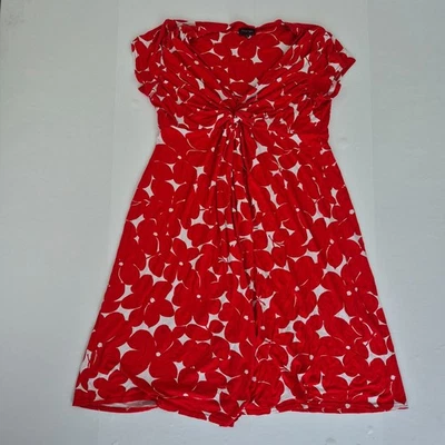 PHASE EIGHT Dress 14 Red Women Knee Length V-Neck Short Sleeved Floral - Image 1 of 4