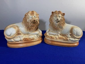 Staffordshire Lions Antique English Mantle Lions - Picture 1 of 10