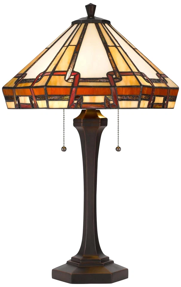 Cal Lighting 24 1/2" Bronze Mission Tiffany-Style Glass Table Lamp - Image 1 of 1