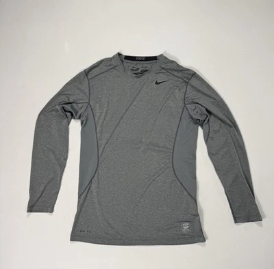Nike Pro Combat Shirt Men Medium Fitted Workout Sports Grey Performance Athletic - Image 1 of 4