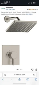 Hansgrohe Vernis Blend Shower Set 1 Spray Full Shower Trim Kit Brushed Nickel - Picture 1 of 2