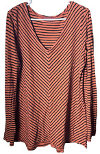 Cut Loose Womens long sleeve striped v-neck tunic shirt, size Medium (M)