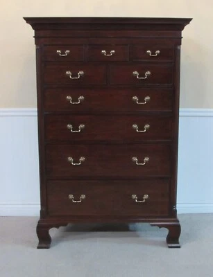 HENKEL HARRIS NEW MARKET CHIPPENDALE MAHOGANY CHEST, 8 DRAWER HIGH DRESSER #175 - Image 1 of 4