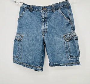 Pantalones Cortos De Colección Para Hombre 32 Azul Denim Carga Ropa de Trabajo Patinador Grunge Y2K Lavado Ligero - Imagen 1 de 13