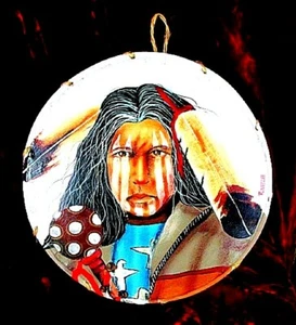 MODERNE HANDBEMALTE NAVAJO TROMMEL VON ROMAN - ARIZONA - Bild 1 von 7