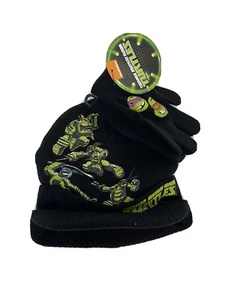 Teenage Mutant Ninja Turtles Billed Beanie Cap Hat Glove Combo Winter Set Boy's - Picture 1 of 12