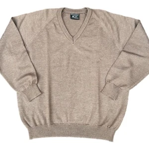 Moda Agostini Brown Pure Wool Woolen Knit Jumper Sweater Pullover Men's Size 22 - Picture 1 of 10