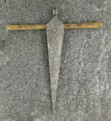 Colgante Flecha Diamante Pavé Plata 925 Diamante Flecha Larga Colgante Hecho a Mano Regalo. Foto 1 de 4