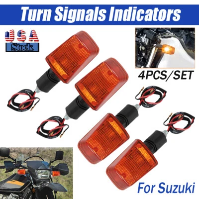 4PCS/SET Turn Signal Indicators Light For Suzuki DR350S DR650 DR 125 200 GSXR750 - Image 1 of 4