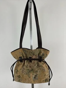 LIZA GANZ New York Tapestry With Brown Leather Trim Shoulder Bag - Picture 1 of 8