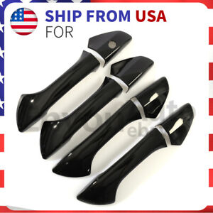 BLACK STITCH 2X REAR DOOR HANDLE LEATHER COVERS FITS HONDA ACCORD MK8 2008-2012