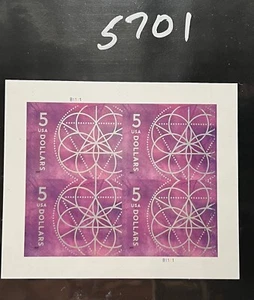 US 5701 Floral Geometry Purple $5 sheet 4 - Picture 1 of 1
