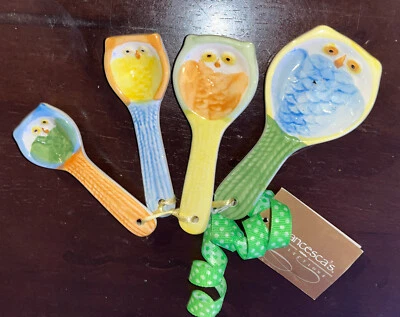 Measuring Spoons Ceramic OWLS Pier 1 Imports Spoons Set Of 4 Brand New! - Image 1 of 3