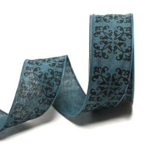 0,25€/m) Schleifenband 20m x 40mm Petrol Ornamente Dekoband 9139-846 - Bild 1 von 2