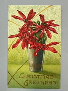 Postal antigua Alemania c 1910 NAVIDAD FLOR DE PASCUA EN RELIEVE - Imagen 1 de 2