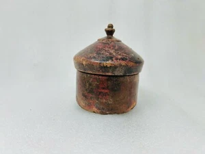 Antique Wooden Hand Carved Holy Tikka Box Old Wooden Hand painted Kumkum Box - Picture 1 of 5