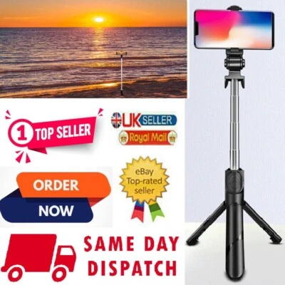 Selfie Stick Bluetooth 360°Monopod Phone Holder Tripod For iPhone Samsung Pixel - Image 1 of 4