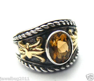 Size 10 Samuel B BJC Large Citrine Oval Gemstone Ring14kt Gold/925 Beautiful! - Picture 1 of 4