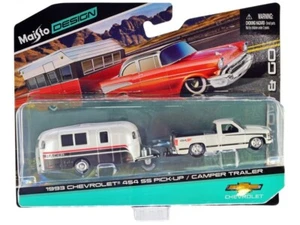 1/64 Maisto 1993 Chevrolet 454 SS Pickup Truck Camper White Model Car 15368-22A - Picture 1 of 1
