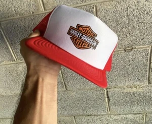 Cappello Harley Davidson rosso bianco Nissin snapback berretto camionista anni 80 90 vintage - Foto 1 di 2
