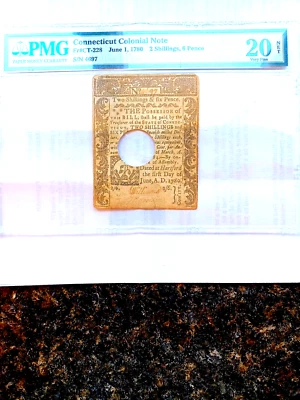 Sharp 1780 PMG Certified Conneticut  Colonial Note - Image 1 of 3