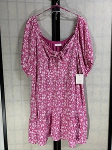 NWT Lauren Conrad Pink Floral Short Sleeve Dress - 1X - Picture 1 of 6
