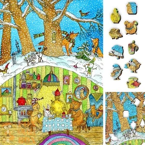 Wooden Jigsaw Puzzle for Adults by FoxSmartBox - 195 Pieces - Visiting the Bear - Picture 1 of 8