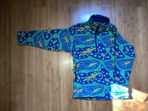 1998 Patagonia Synchilla Snap-T Bluegrass Crocodile Alligator USA Kids 12 Rare - Picture 1 of 9