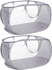 Durable Collapsible Laundry Baskets, Mesh Pop Up Laundry Hamper with Side - Picture 1 of 6