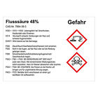 GHS Aufkleber Gefahrstoffetikett Flusssure 48% Folie 74 x 52 mm 100 Stck/Rolle