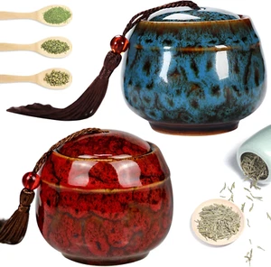 2 PCS Ceramic Canister for Loose Leaf Tea, Beautiful Chinese Style Tea Container - Picture 1 of 7