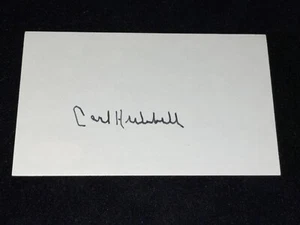 Carl Hubbell Signed 3x5 Index Card JSA COA New York Giants - Picture 1 of 2